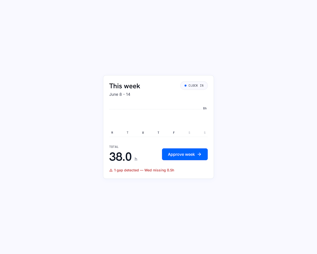 Time tracking — HourSquare interface preview